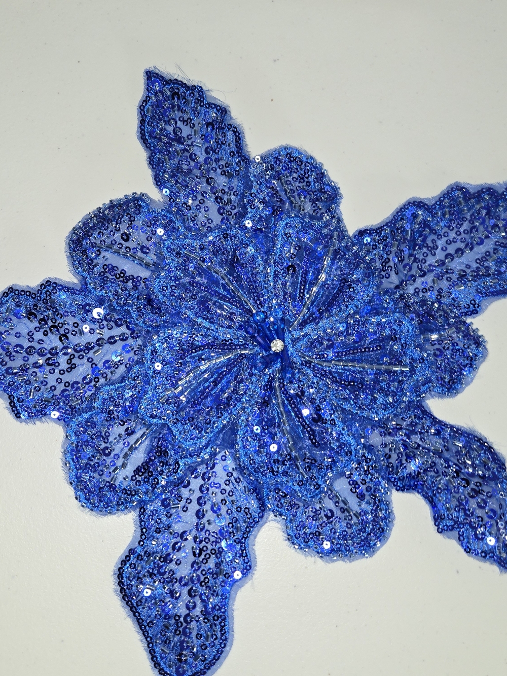 Blue Sequin Floral Home Accent | Decorative Applique (6 Pieces)